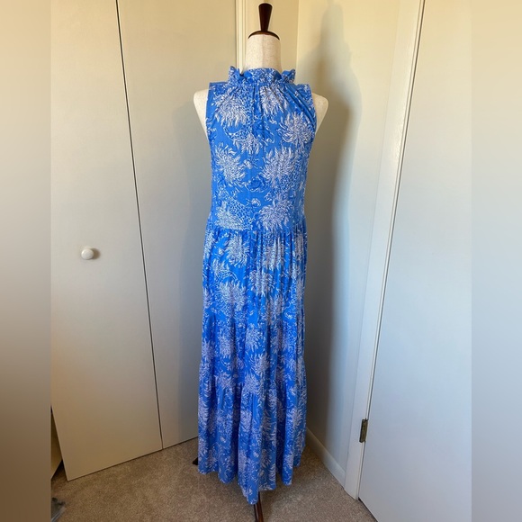 Lilly Pulitzer SIZE S NWOT Malone Croc and Loc It Blue & White Floral MAXI Dress - Picture 5 of 7